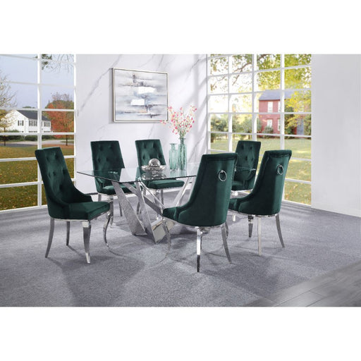 Dekel - Dining Table - Clear Glass Top & Stainless Steel ACME