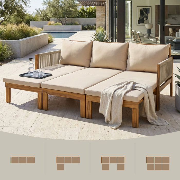 Outdoor 3 Seat Patio Sunbed Hearth and Haven