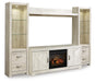 Bellaby - Entertainment Center - TV Stand With Faux Firebrick Fireplace Insert - Whitewash Signature Design by Ashley®