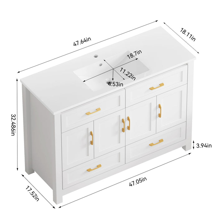 Bathroom Vanity With Sink Combo, 4 Soft Close Doors And 4 Drawers Home Essentials