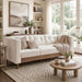 3 Seater Sofa With Square Arms, Tufted Pillow Back For Living Room Noble House
