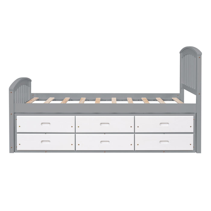 Platform Storage Bed Solid Wood Bed With 6 Drawers Hearth and Haven