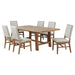 Carlos - 7 Piece Leaf Dining Set Table And Upholstered Chairs - Brown / Beige Furniture Max