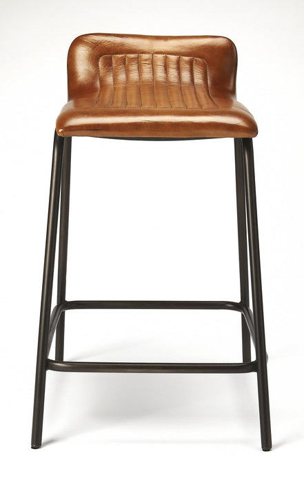 Iron Counter Height Bar Chair - Brown / Black