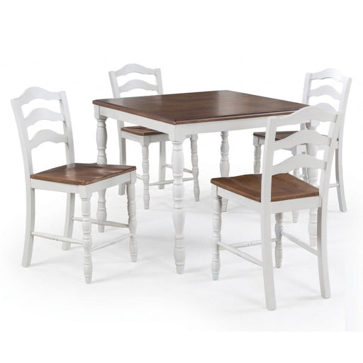 5 Piece Counter Height Dining Set With Table 4 Chairs - Oak / White Home Essentials