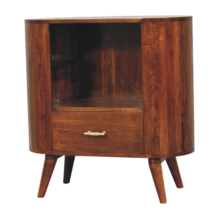 Cortez - T Bar Open Slot Cabinet - Dark Brown