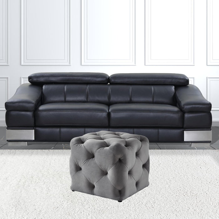 Velvet Cube Ottoman - Gray