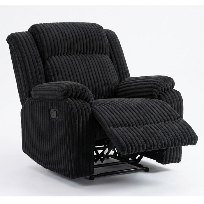 Motion Recliner Chair With Plush Armrests For Living Room, Soft Seat - Black Home Essentials