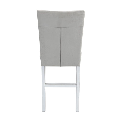 Elizaveta - Counter Height Chair (Set of 2) - Gray Velvet &White High Gloss ACME