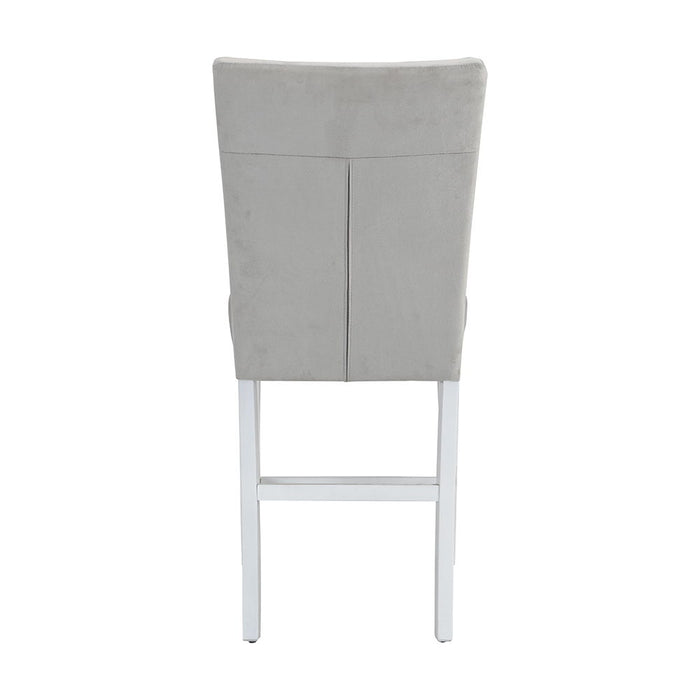 Elizaveta - Counter Height Chair (Set of 2) - Gray Velvet &White High Gloss ACME