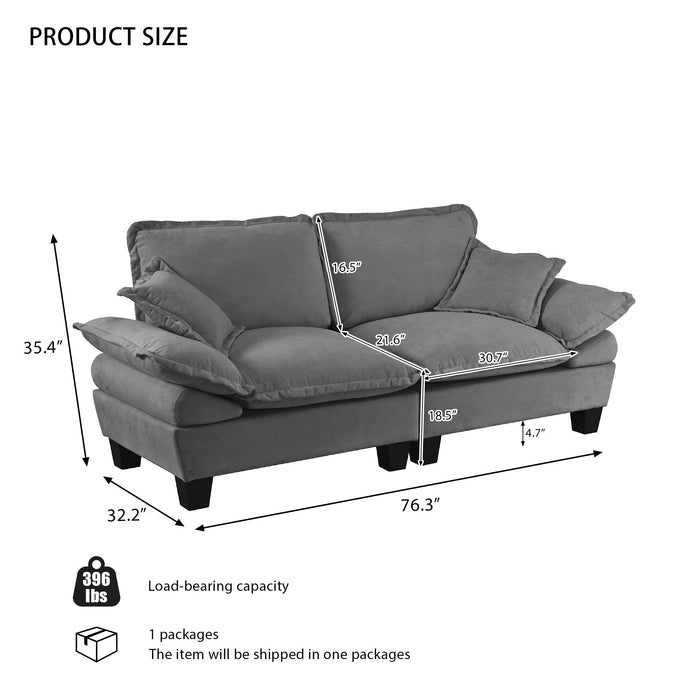 2 Seater Modular Loveseat With Curved Armrests Home Essentials