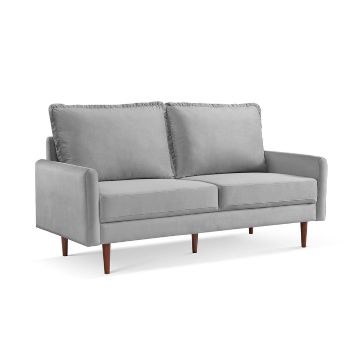 Sofa Velvet With Dark Brown Legs - Gray