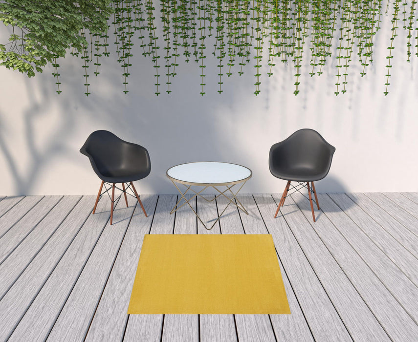 5' X 5' Square Non Skid Indoor / Outdoor Area Rug - Yellow