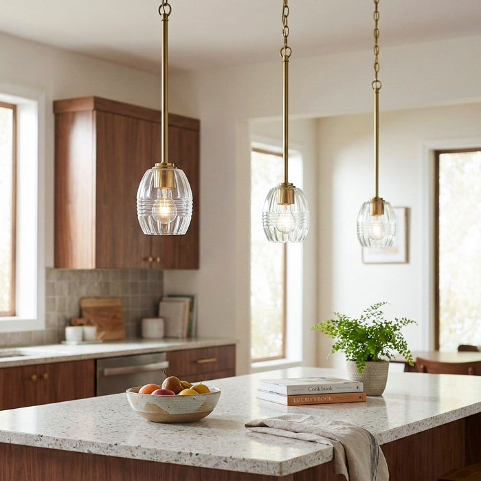 Vista - Single Pendant Chain Hanging Light - Clear / Gold Ashcroft Furniture