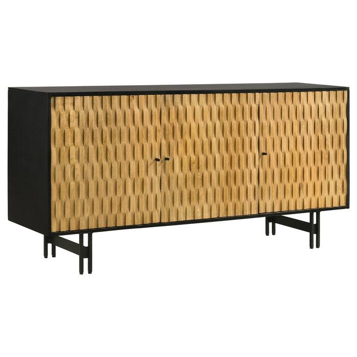 Madrid - 3 Door Accent Cabinet Doors - Natural / Black Furniture Max