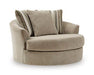 Linenhause - Oversized Swivel Accent Chair - Dune Benchcraft®