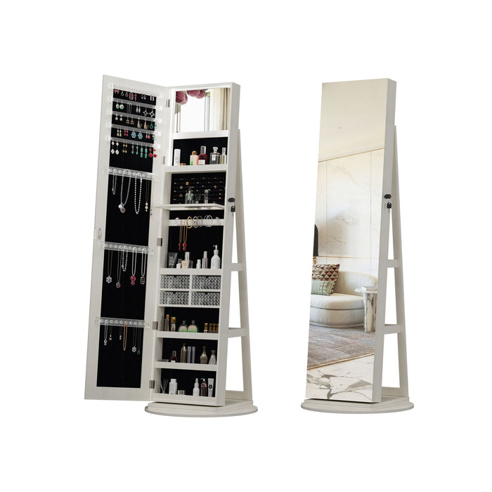 Swivel Jewelry Cabinet With Full Length Mirror Daily Nest