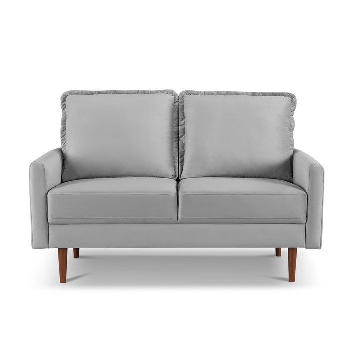 Loveseat Velvet - Gray / Dark Brown