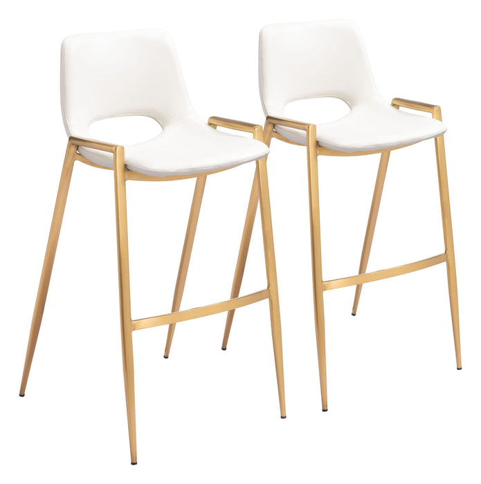 Desi - Barstool Chair With Gold Base (Set of 2) Zuo Modern