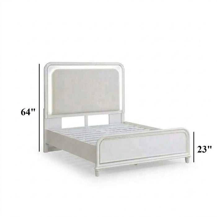 Bed With LED Lights Panel Headboard And Footboard Frame Home Essentials