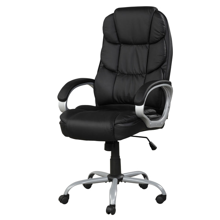 Upholstered Office Chair, Adjustable Height Swivel Chair - Black