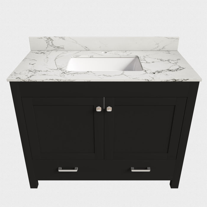 Bathroom Vanity Set, Fluted Cabinet, Soft Close Doors & Drawers, Single Faucet Hole, Sink Included - Black Home Essentials