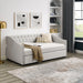 Upholstered Tufted Daybed With Drawers, Waved Arms Home Essentials