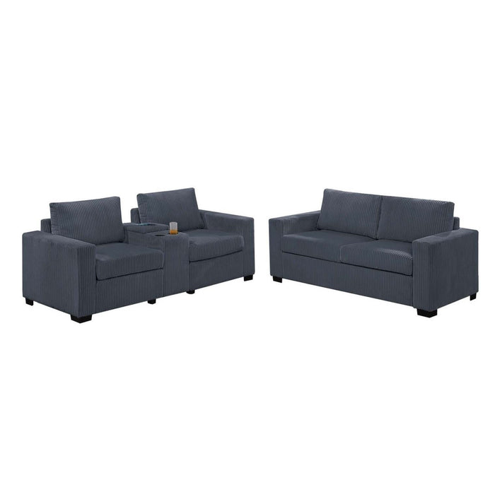 Elegant Simple Sofa Set With Console Cup Holder And Loveseat Home Essentials