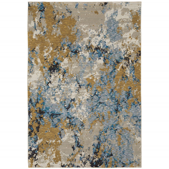 1.9' x 3.3' Abstract Power Loom Area Rug - Dark Gray And Ivory