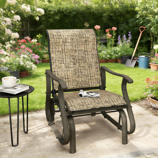 Outdoor Glider Swing Chair With Smooth Motion - Brown / Brown Mix Home Essentials