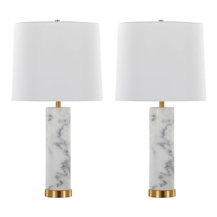 Marabella - Contemporary Marble Table Lamp (Set of 2) - Brass / White