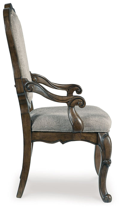 Maylee - Dining Upholstered Arm Chair (Set of 2) - Dark Brown Signature Design by Ashley®