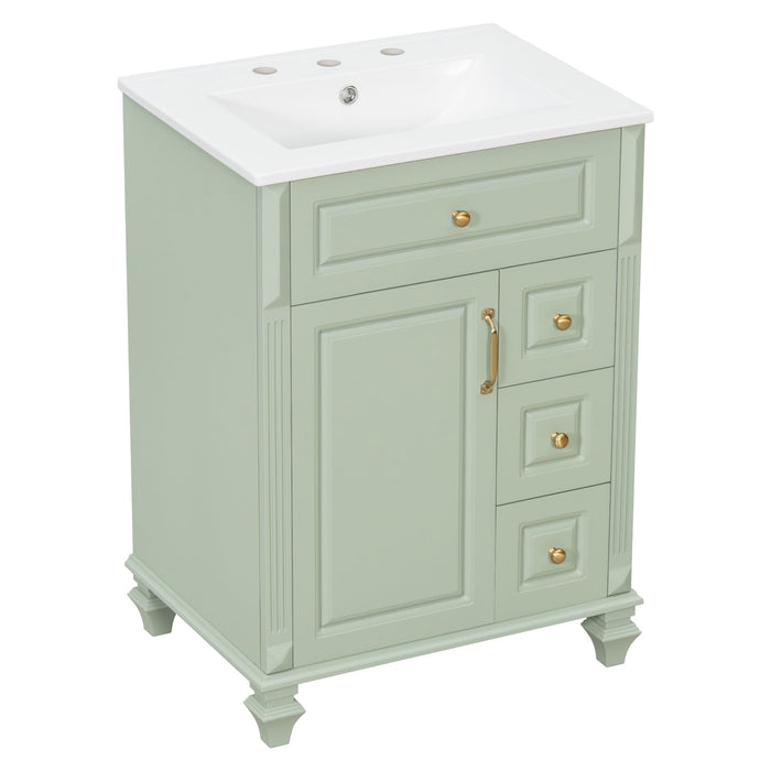 Freestanding Bathroom Vanity With Sink, 3 Drawers & Flip-Out Drawer Hearth and Haven