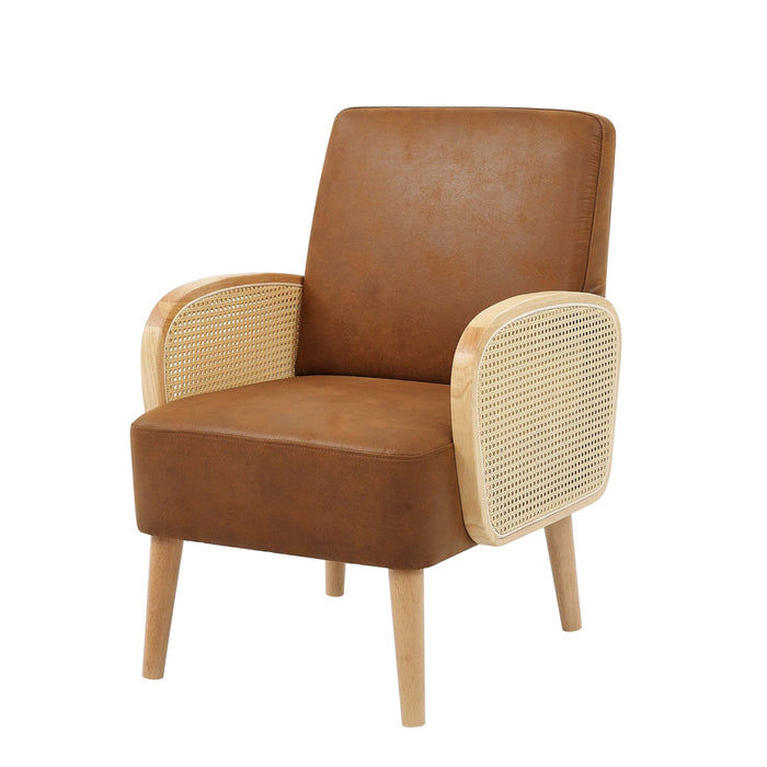 Upholstered Armchair With Tall Legs - Brown Home Essentials