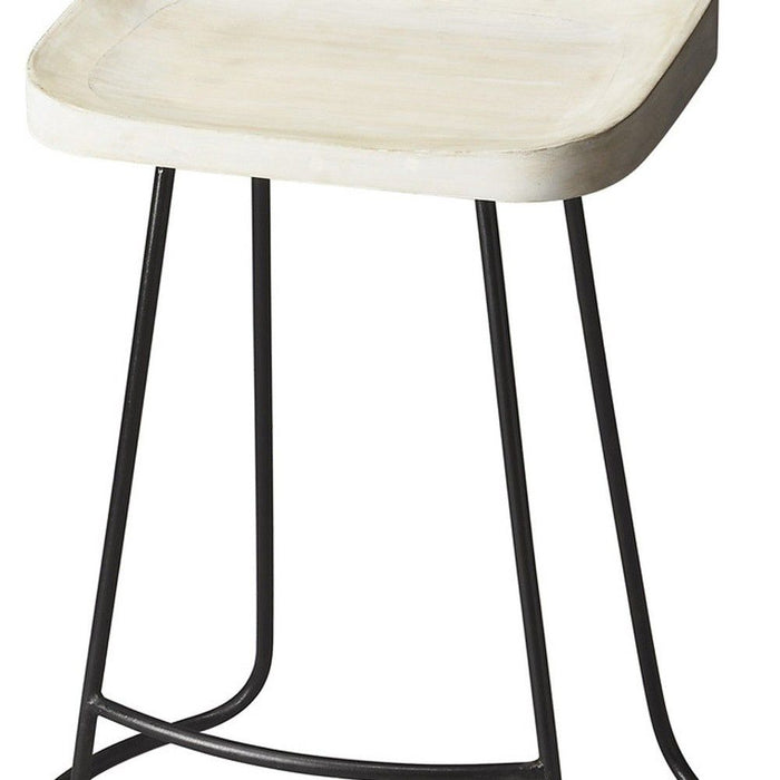 And Iron Backless Counter Height Bar Chair - Off White / Black