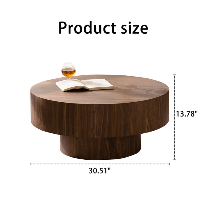 Round Coffee Table For Living Room - Walnut Home Essentials
