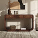 Console Table With 3 Drawers, Display Shelf, Curved Legs - Walnut Noble House