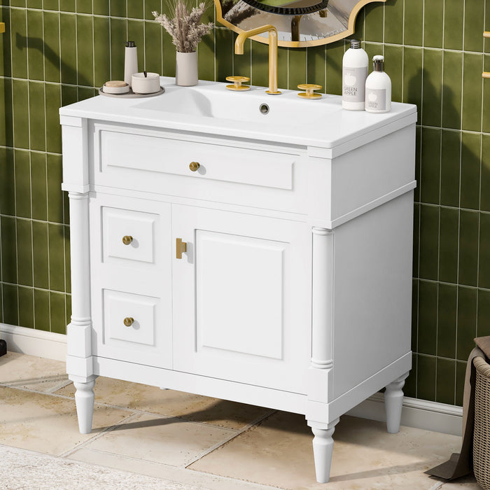 Modern Bathroom Vanity With Sink, Freestanding Cabinet With Flip Drawer & Adjustable Shelf Hearth and Haven
