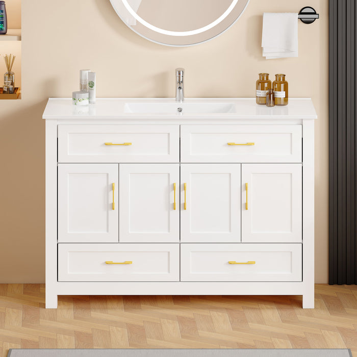 Bathroom Vanity With Sink Combo, 4 Soft Close Doors And 4 Drawers Home Essentials