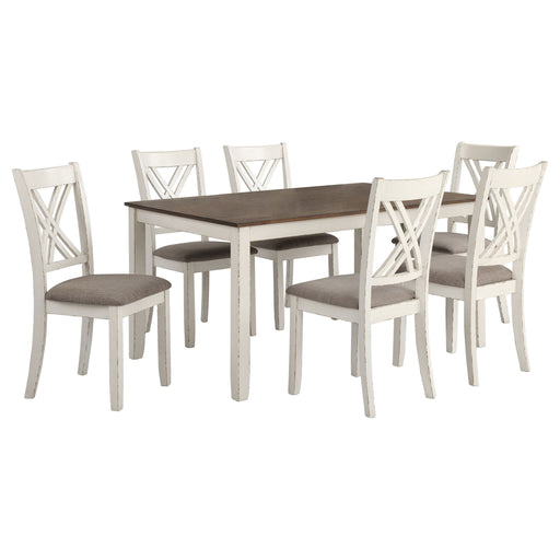 Ebers - 7 Dining Set With 2 Tone Upholstered Chairs - Vanilla White Furniture Max