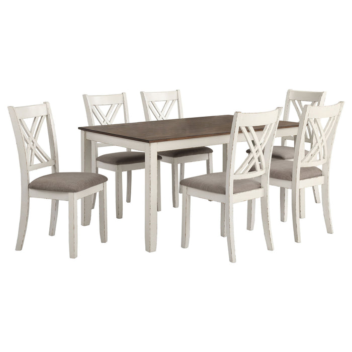 Ebers - 7 Dining Set With 2 Tone Upholstered Chairs - Vanilla White Furniture Max