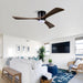 Flush Mount Blades Ceiling Fan With Lights Remote Control, Quiet DC Motor, 6 Speed, Reversible Ceiling Fan For Living Room - Matte Black Daily Nest
