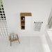 Wall Mounted Bathroom Side Cabinet, Single Door With 3 Tier Open Shelves - Black / Light Oak / White Home Essentials