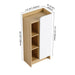 Freestanding Bathroom Side Cabinet, Narrow Storage Cabinet With Single Door & 3 Tier Open Shelves - Black / Light Oak / White Home Essentials