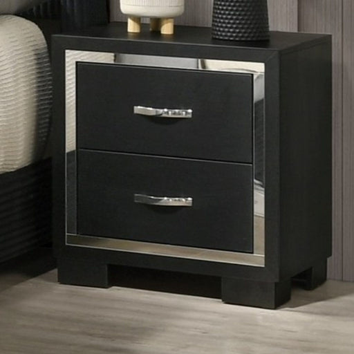 2 Drawer Bedroom Nightstand With Handles - Black Home Essentials