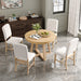 Dining Set With Leaf Round Table And 4 Upholstered Chairs Hearth and Haven
