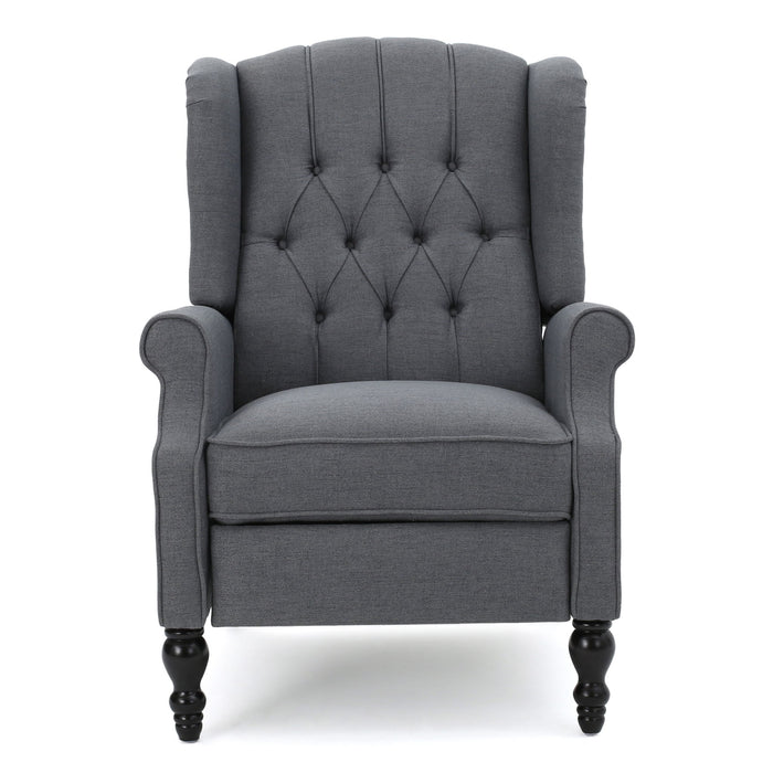 Armchair Recliner With Pushback Mechanism And Wingback Design Noble House