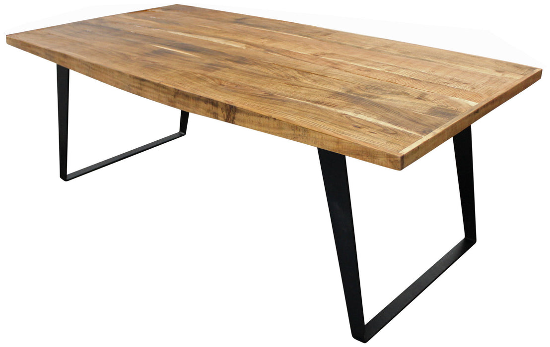 Rectangular Solid Wood And Iron Dining Table - Natural / Black