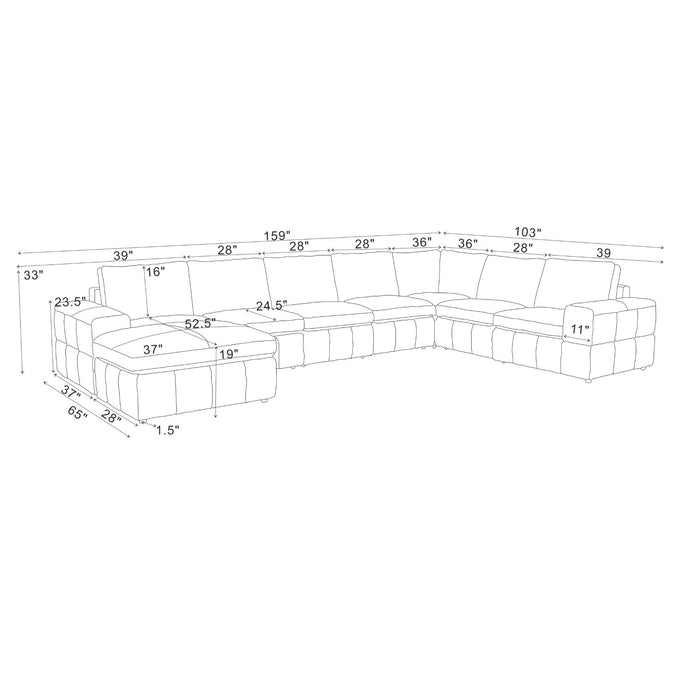 Large Square Arms Modular Sectional Home Essentials