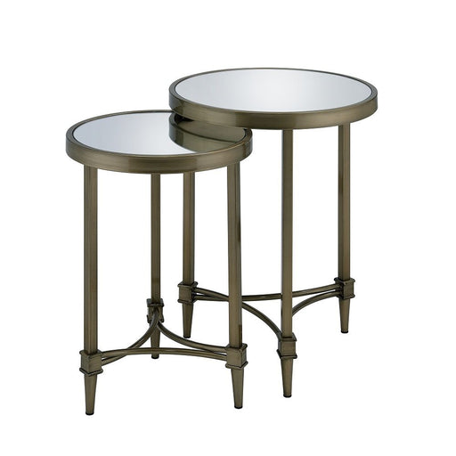 Aditya - Nesting Table - Mirrored & Antique Brass ACME